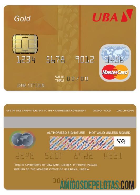 Liberia UBA Bank Gold Debit Mastercard example